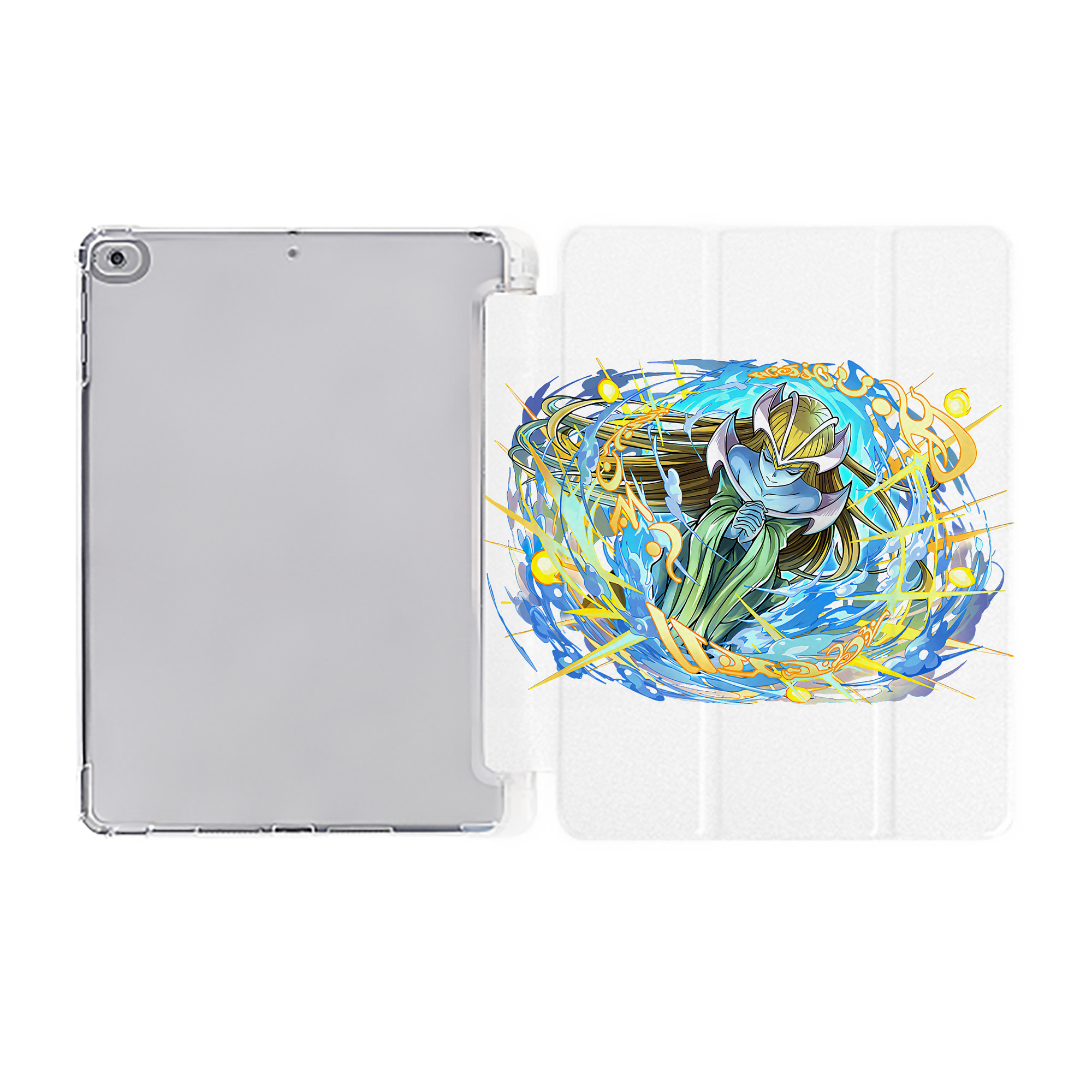 （画像用） 遊☆戯☆王 Yu-Gi-Oh! IPad ケース ペン収納付き 三つ折りスタンド PUレザー×シリコン 対応機種9.5/10.5/10.9インチ